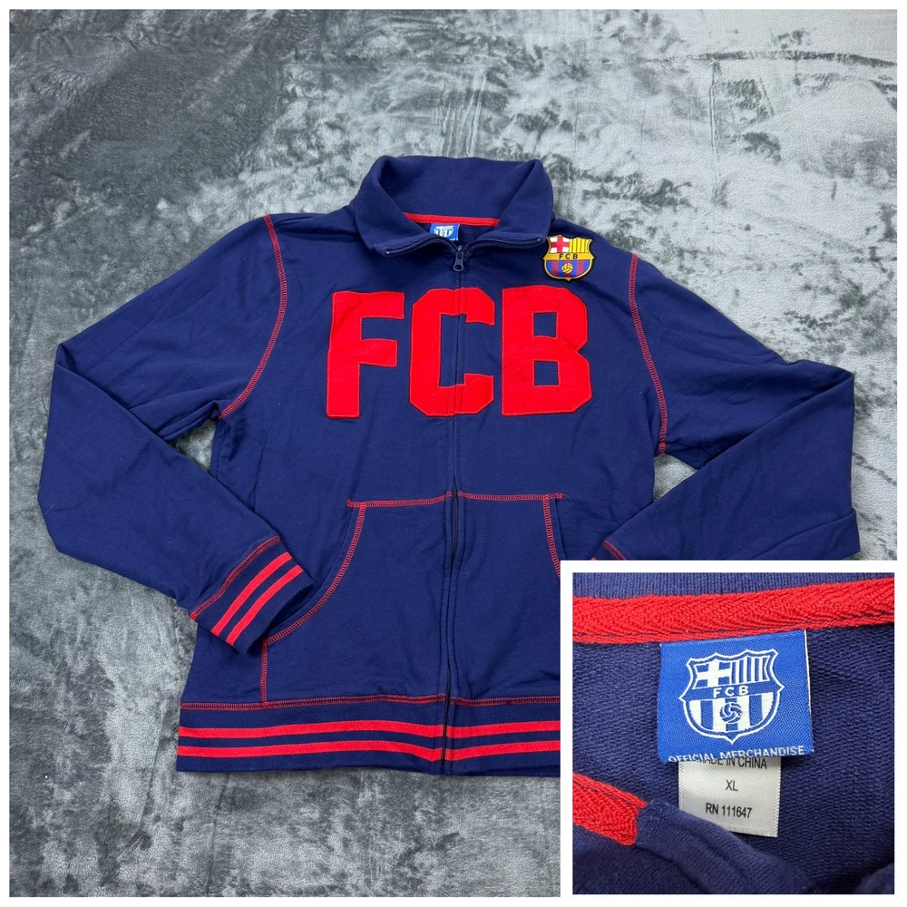 FC Barcelona Official Merchandise Full Zip Track‎ Jacket Navy Blue Red Mens XL